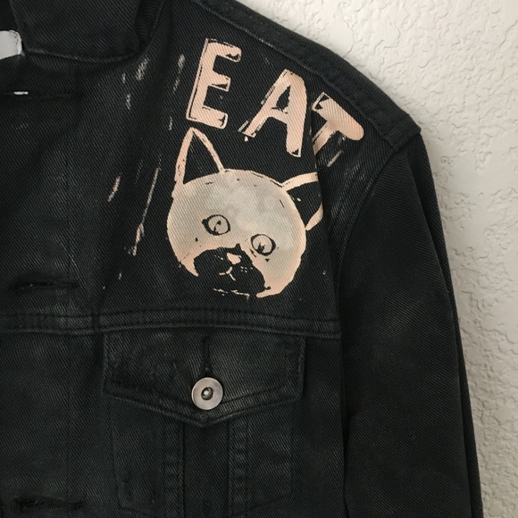 UNIF Distressed No Hope Black Denim Jacket XS - Picture 4 of 7